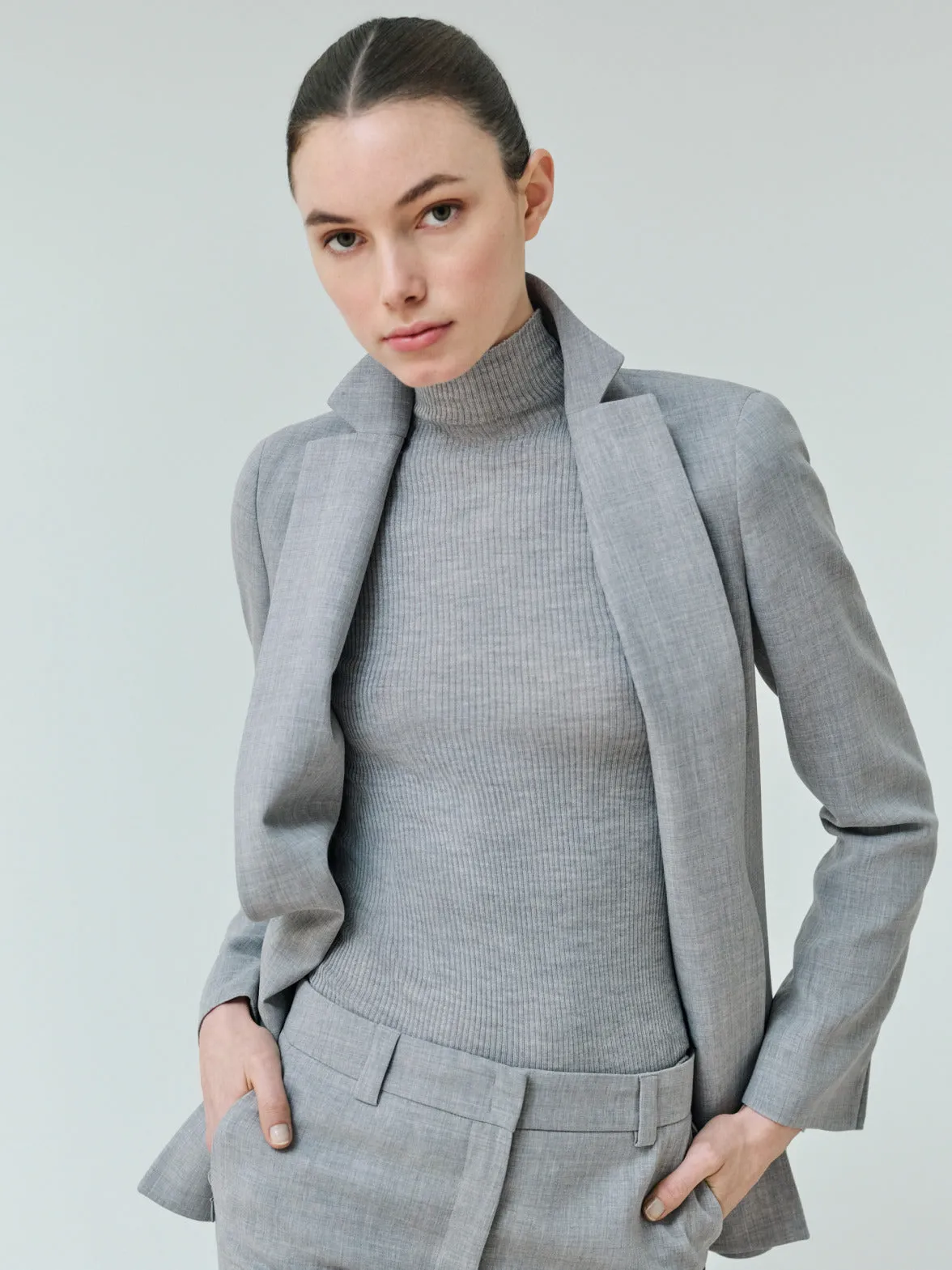Wool Double-Face Blazer with Elongated Lapel