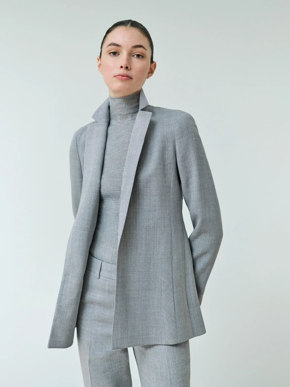 Wool Double-Face Blazer with Elongated Lapel